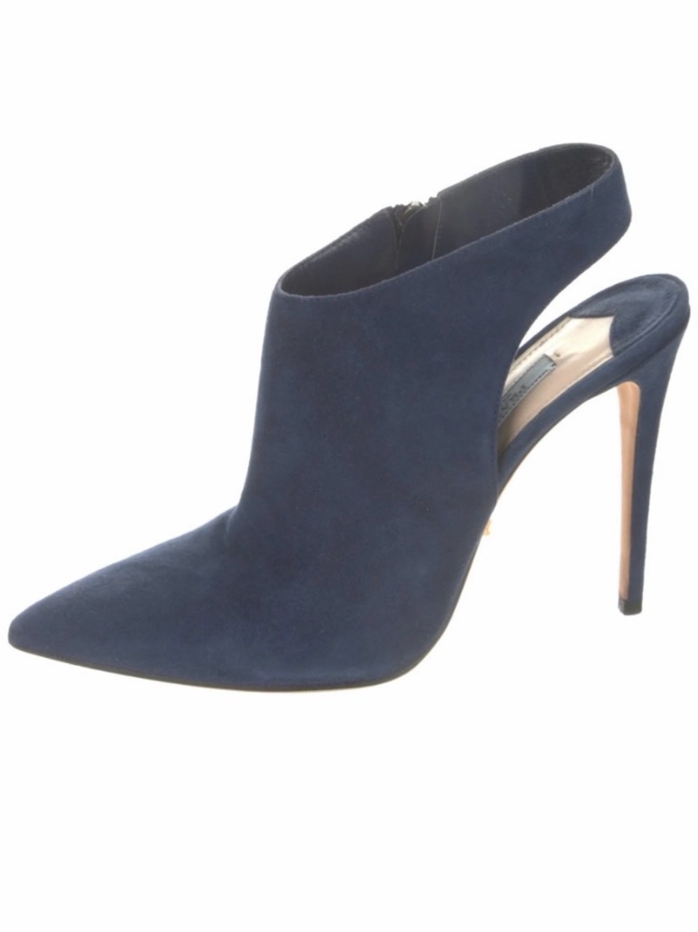 Prada Navy Suede Pointed-Toe Slingback Stiletto Sz 39.5